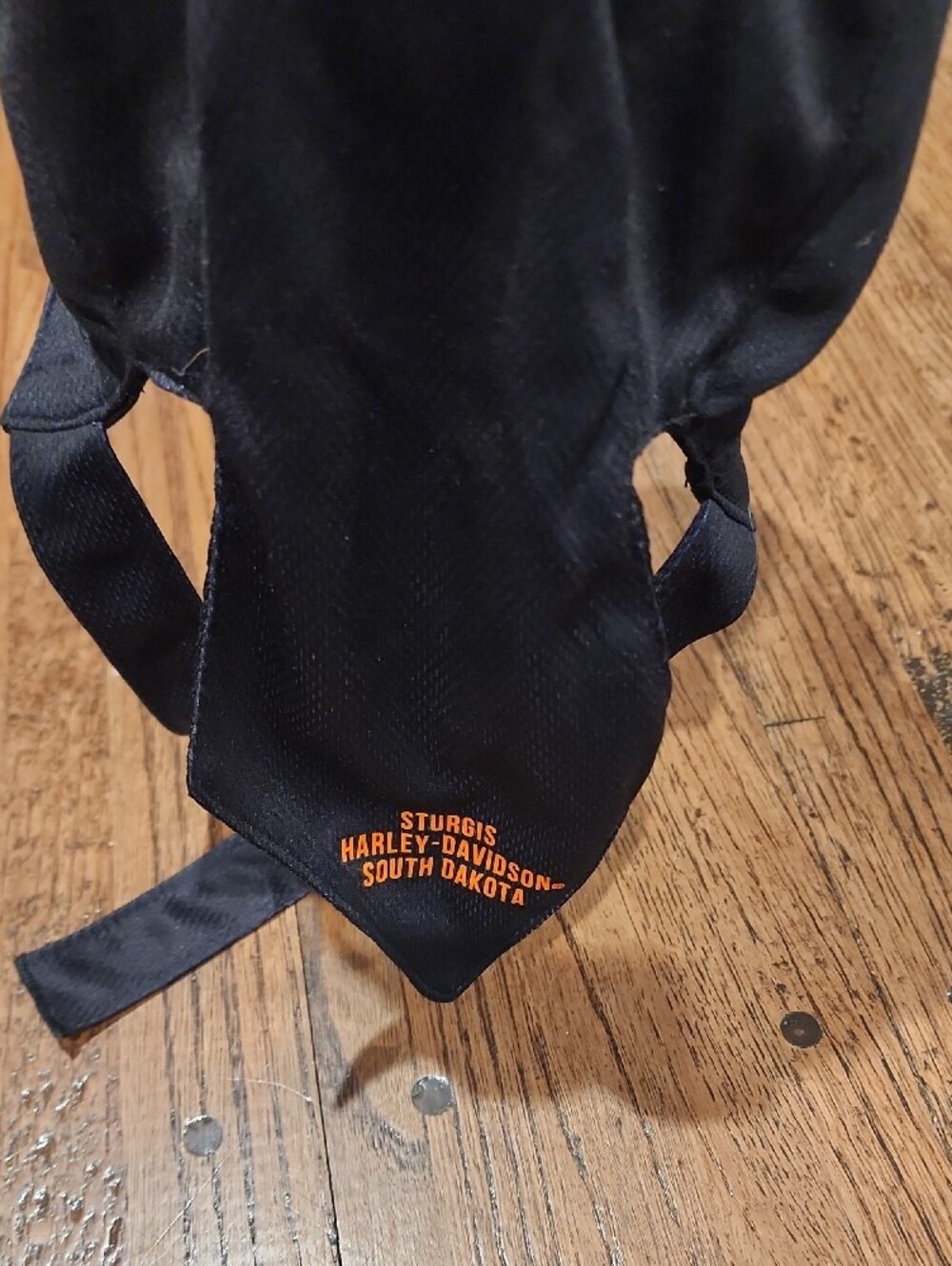 Harley-Davidson Black Bandana Cap with Orange Logo Patch - Picture 3 of 5